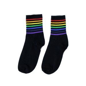 Stripe Rainbow Socks - Black - DRIKOR